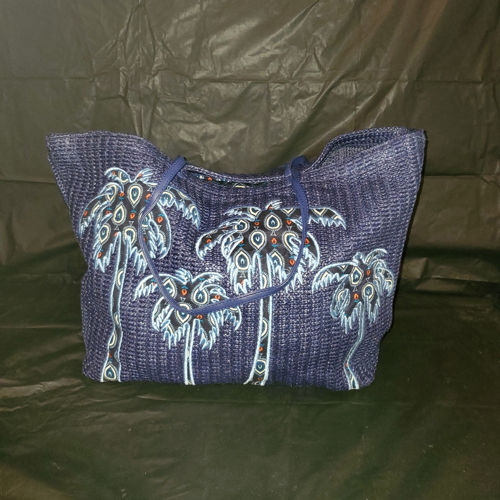 Vera Bradley Beach straw palm tree bag